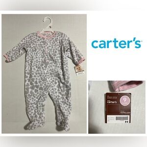 🆕CARTER’S - 9M - NWT - INFANT GIRLS HEART FLEECE SLEEPER